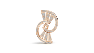 Broche Aarinya unisexe en or 9 carats avec diamant de laboratoire, motif éventail architectural Art Déco, style ethnique de luxe, pavé de palmettes - Product Image 2