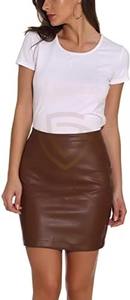 Jupe en cuir véritable pour femme, taille haute, confortable et extensible, idéale pour les tenues décontractées – Nouvelle collection très prisée - Product Image 6