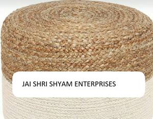 Pouf ottoman en bois et coton jute tressé, design moderne, fait main, ensemble de 2 pièces, multifonctionnel, couleur changeante, mobile - Product Image 3