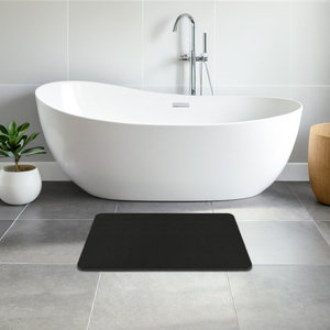Customised <b>Black</b> Stone Bath Mat, 24''x16'' Non-Slip Diatomaceous Earth Stone Bath Mat, Super Absorbent Quick Drying for <b>Bathroom</b> - Product Image 1