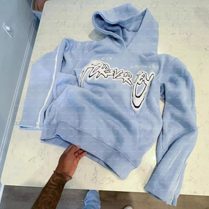 Ensemble sweat à capuche et pantalon de jogging personnalisé avec impression en relief, style streetwear urbain, faible MOQ - Product Image 1