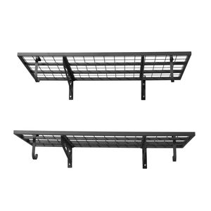 Scaffalatura a 2 livelli in acciaio resistente per garage, montaggio a parete, 2 x 4 piedi (24 x 48 pollici) per ripiano, 24 ganci, design a sospensione - Product Image 1