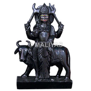 Prix de la statue en marbre Shanidev |   Idole artisanale de Shani Dev en marbre noir - MALIYAS - Product Image 1