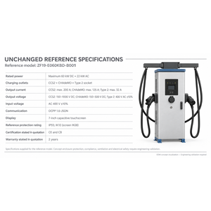 60kW DC 22kW AC All-in-One EV Charger CCS2 CHAdeMO Type 2 Fast <b>Charging</b> Station OCPP 1.6 IP55 Floor <b>Standing</b> - Product Image 4