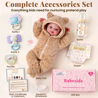 Poupées réalistes Babeside Linnea de 17 pouces, bébé garçon, corps en vinyle et tissu, tenue ours en peluche marron, aspect réaliste, vente en gros