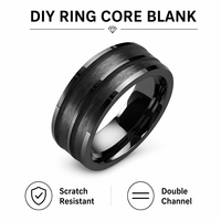Großhandel 8mm Schwarzer Wolframcarbid-Ringrohling mit Doppelrille für DIY-Einlage Ehering Schmuck