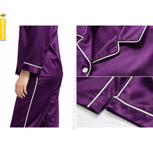 Conjunto de Pijama de Verano Sexy para Mujer, de Satén Estampado Sólido con Logotipo Personalizado al por Mayor, Bordado a Máquina, de Seda Suave, de 2 Piezas con Cordón Ajustable - Product Image 3
