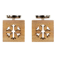 Boîte à flocons de neige en bois, porte-bougies de Noël, nouveau design 2026, décoration de Noël