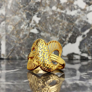 Anillo Sencillo de Flor Dorada |   Diseño Clásico y Elegante de Seis Pétalos |   Oro Amarillo de 2.050 Gramos para Uso Diario - Product Image 2