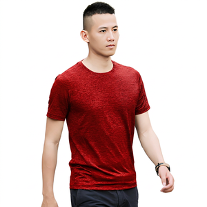 T-shirt à manches courtes bleu pour homme, coupe classique, col rond, tricoté, séchage rapide, style décontracté - Product Image 3
