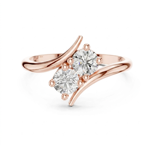 แหวนหมั้นเพชรรัสเซียทรงบริลเลียนต์ชุบทองคำขาว 14K สำหรับผู้หญิง ยี่ห้อ RIZTA JEWEL ได้รับการรับรองจาก IGI หรูหราสำหรับงานแต่งงาน - Product Image 1