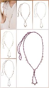 Collier en macramé rustique minimaliste fait main, breloques clochettes en bronze plaqué rhodium, chaîne de perles, bijou statement, cadeau unique pour femme - Product Image 4