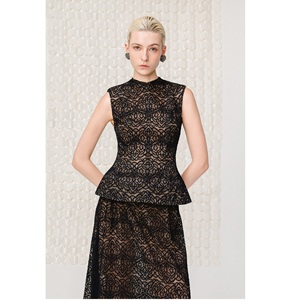 Blusas y Camisas de Tallas Grandes para Mujer con MOQ Bajo, ODM, Sin Mangas, ZERAPHIEL, Blusas Elegantes con Cuello Mock y Peplum para Eventos y Vacaciones - Product Image 3
