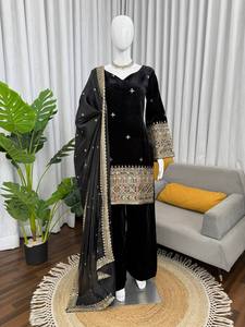 Top-Dupatta Con parte inferior completamente cosida tradicional indio étnico bordado pesado trabajo de lentejuelas nuevo vestido de diseñador al por mayor - Product Image 4