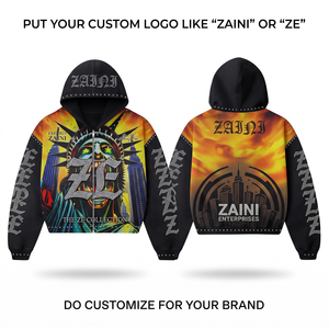 Sudadera con Capucha de Invierno para Hombre, 420 GSM, Algodón y Poliéster Premium, con Cremallera, Diseño Gráfico de Llama Negra, Logotipo Personalizado Bordado, Impresión DTF - Product Image 1