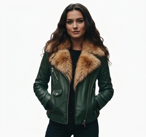 Blouson Bomber en Cuir Respirant pour Femme avec Col Montant et Fermeture Éclair Cachée – Veste en Cuir Tendance pour l'Hiver - Product Image 4