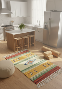 Wholesale Modern Cotton Woven Beige Plush Floral Machine Washable Reversible Backing Multicolor Rug / <b>Runner</b> Prayer Picnic - Product Image 4