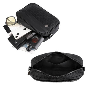 Sac à bandoulière multifonctionnel élégant en cuir PU Liviya pour homme, avec logo personnalisé en relief - Product Image 3