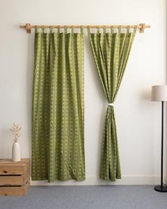 Ensemble de rideaux de porte en coton pur, à motifs rayés, design indien personnalisé, imprimé sur mesure pour la maison - Product Image 1