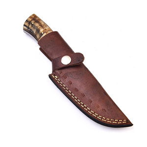 Cuchillo de caza de acero de Damasco con punta de gota y mango de madera, espesor de hoja de 0.6mm, calidad DIY, precio asequible. - Product Image 2