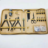 Kit d'installation d'extensions capillaires Micro-Link : Outils en plastique et métal à maintien puissant, crochet de tirage de cheveux, enfileur de boucles, ruban adhésif, sertissage