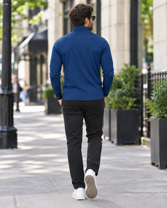 <b>Men's</b> Blue Quarter <b>Zip</b> <b>Sweatshirts</b> Long Sleeve Custom Eco Friendly Plain Dyed Streetwear Jogging Outdoor <b>Sweatshirts</b> For <b>Men's</b> - Product Image 5