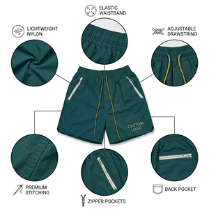 Custom Lightweight 100% Polyester Eco-Friendly Quick Dry Breathable <b>Mens</b> Streetwear Summer <b>Shorts</b> OEM ODM Private Label <b>Zip</b> - Product Image 4