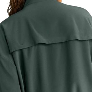 Dark Green <b>Women's</b> Polyester Windbreaker <b>Jacket</b> Custom Logo Letter Print Full Zip High Neck <b>Lightweight</b> Outdoor Streetwear OEM - Product Image 3