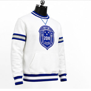 Sweat-shirt à col rond blanc pour homme ZΦB avec logo bleu, coupe classique, décontracté, pour l'automne - Product Image 2