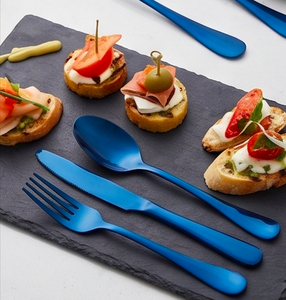 Superior Quality Stainless Steel Flatware <b>Set</b> Matte Finished With Metal Handles Includes 4 Pieces Fork Spoon Knife Blue <b>Colour</b> - Product Image 4