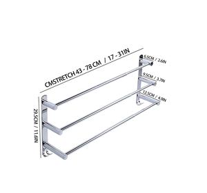 Stainless Steel Foldable Towel Rack Wall Mounted Double <b>Shelf</b> with Telescopic <b>Bar</b> Polished Bathroom Organizer - Product Image 2