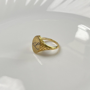 Matte finish Personalized <b>Signet</b> <b>Ring</b> Unisex Designer <b>Ring</b> Gothic <b>Initial</b> <b>Ring</b> - Product Image 4