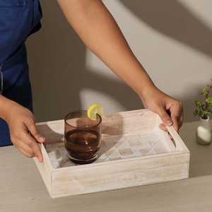 Premium Wooden Square Platter For Gifting And Stylish Presentation Platter for Everyday Wooden Serving <b>Chocolate</b> Wooden Tray - Product Image 1