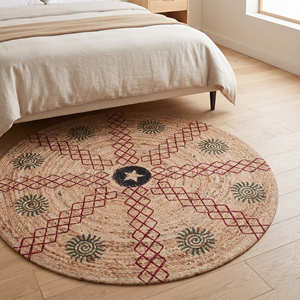 <b>Large</b> Geometric Printed Braided Jute Living Room <b>Rug</b> for Contemporary Boho Scandinavian & Organic Modern Interiors - Product Image 5