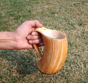 High Quality Stone <b>Beer</b> Mug Vintage Design Hand Grip Natural Solid Pattern Eco-Friendly Reusable Party Use Gift Box Home - Product Image 3