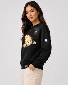 Sweat-shirt personnalisé pour femme, nouvelle collection hiver, design tendance, haute qualité, couleurs personnalisables, avec badge lettre, uni teint - Product Image 3