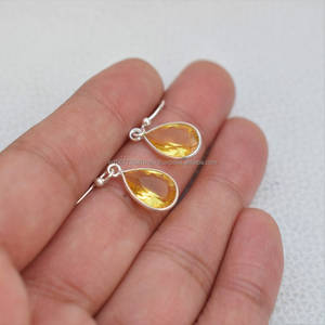 925 <b>Sterling</b> <b>Silver</b> <b>Earring</b> Beautiful Gemstone Cabochon Stone <b>Earring</b> Birthday Citrine <b>Earring</b> Gift For Her For Women - Product Image 1