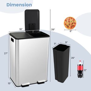 Cestino per Rifiuti da Cucina a Doppio Scomparto 2 x 8 Galloni, Arredamento per Sala da Pranzo - Product Image 6