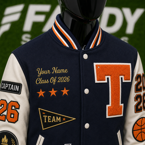 Veste universitaire sur mesure, veste vintage de style Letterman avec patchs en chenille, veste bomber en laine brodée, manches en cuir - Product Image 4