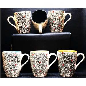 Juego de Tazas de Leche de Cerámica con Diseño Clásico de Espirales, Hecho en India - Product Image 3