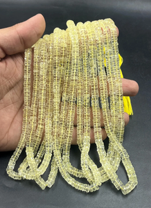 Cuentas de piedra facetada de cuarzo limón de 5-6mm Diseño DE FORMA DE NEUMÁTICO - Product Image 3