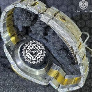 Montre pour homme Charm Jewells en acier inoxydable, boîtier de 40 mm, accents de diamants, analogique, mécanique, luxe, mode, résistante à l'eau 10 bars, automatique - Product Image 4