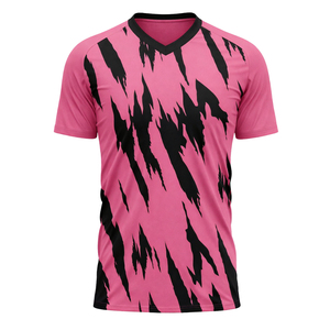 Camiseta de Fútbol con Rayas de Tigre Rosa y Negro, Cuello en V, Manga Corta, Unisex, Secado Rápido, 100% Poliéster, Impresión Sublimada, Talla Adulto - Product Image 5