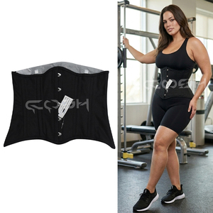 Hourglass Body Shaper Fitness Wear Black Cotton <b>Underbust</b> Steel Boned Corset with Front Busk Closure - Product Image 4