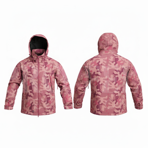 Heavy Weight Custom Waterproof Windproof Hooded Camouflage Jacket Outdoor Casual Lightweight Utility Coat with Full <b>Zip</b> Design - Product Image 5