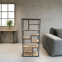 Étagère de salon extensible en bois massif, style industriel moderne