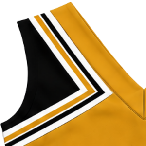 Haut d'uniforme de cheerleading jaune moutarde sans manches à col en V pour femmes et filles, idéal pour les compétitions de danse et le sport en équipe - Product Image 3