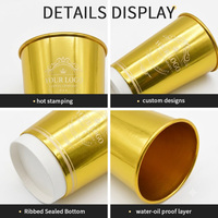 Vaso de Papel con Logotipo Personalizado, Lujoso, con Papel Dorado, Doble Pared Aislada, para Café, Bebidas Calientes, Desechable, para Llevar, con Tapa