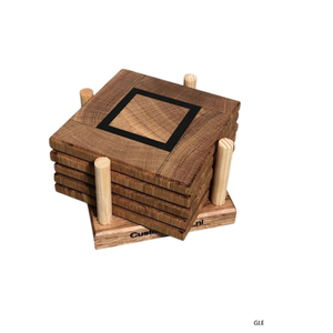 Vintage Style Wooden Coaster Set For Tea Coffee Mug Glass <b>Table</b> Protection Home Decor Supplies - Product Image 2