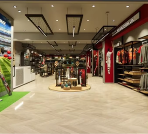 Premium Sports Store Interior Design Small Retail Setup Tailored Display Racks Durable Wall Display Shelves Furniture - Product Image 2